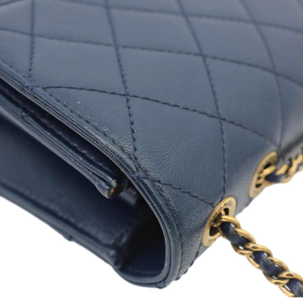 CHANEL Beauty Lock Flap Lambskin Leather Crossbody Bag Blue