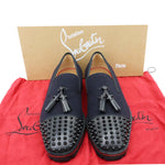 CHRISTIAN LOUBOUTIN Rossini Spike Tassel Tweed Loafer Navy Blue