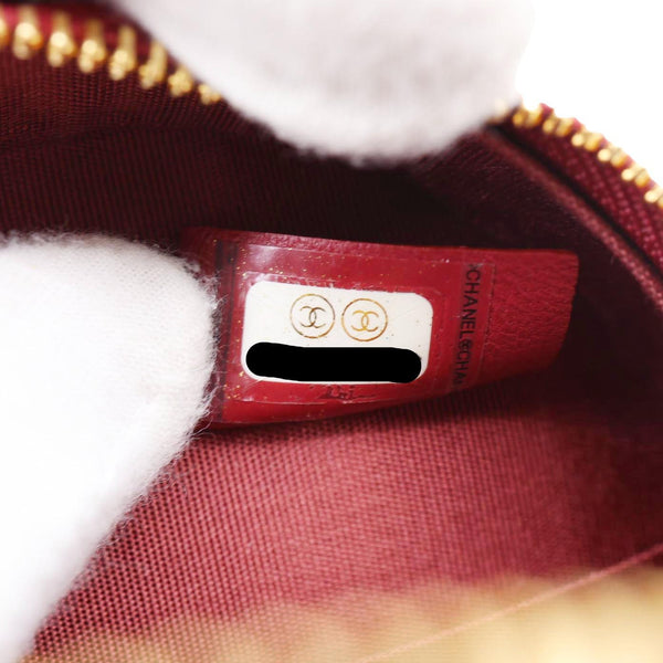 CHANEL Round Chevron Shearling Clutch With Chain Crossbody Bag Burgundy