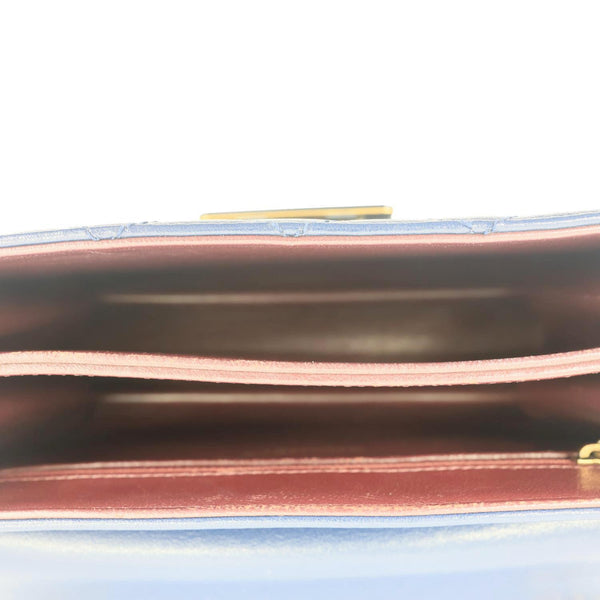 CHANEL Beauty Lock Flap Lambskin Leather Crossbody Bag Blue