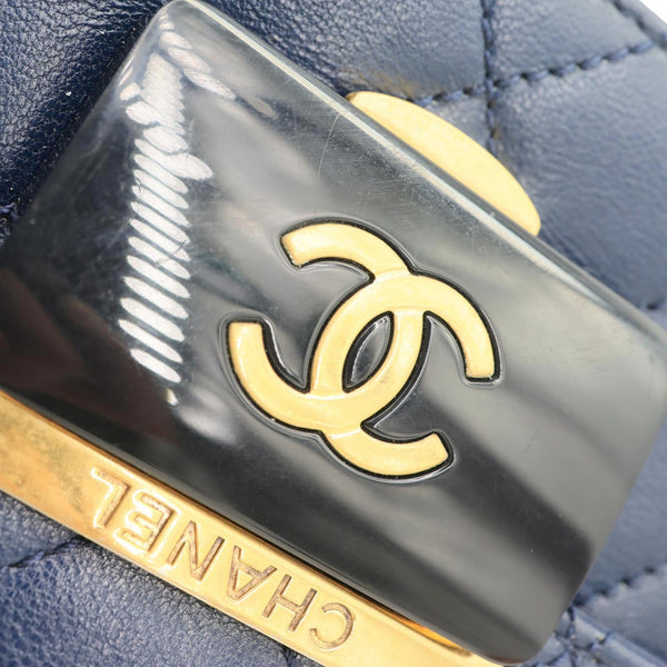 CHANEL Beauty Lock Flap Lambskin Leather Crossbody Bag Blue