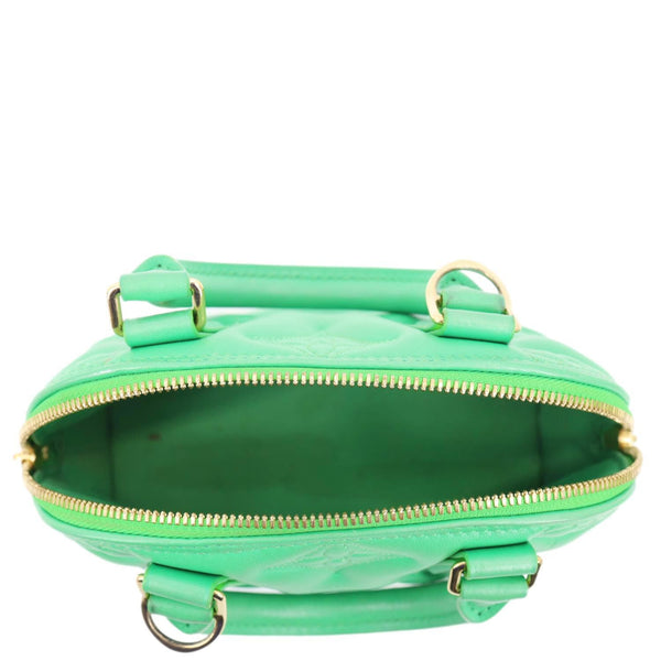 LOUIS VUITTON Alma Soft BB Bubblegram Quilted Leather Satchel Crossbody Bag Green