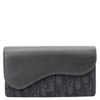 CHRISTIAN DIOR Saddle Oblique Jacquard Leather Wallet Black