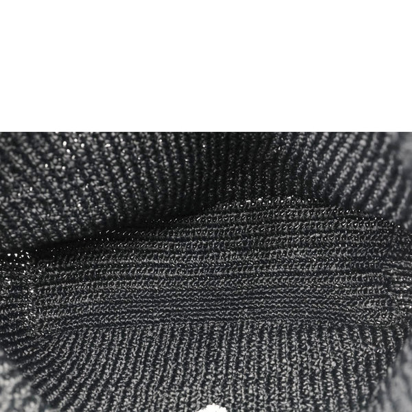 PRADA Embroidered Logo Yarn Crochet Tote Bag Black