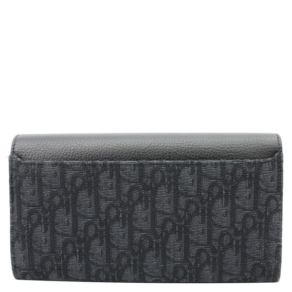 CHRISTIAN DIOR Saddle Oblique Jacquard Leather Wallet Black