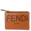FENDI Roma Calfskin Embossed Leather Wallet Brown