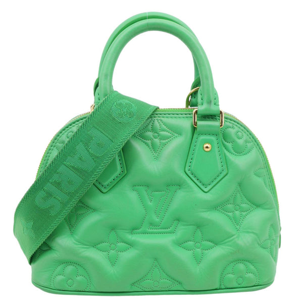 LOUIS VUITTON Alma Soft BB Bubblegram Quilted Leather Satchel Crossbody Bag Green