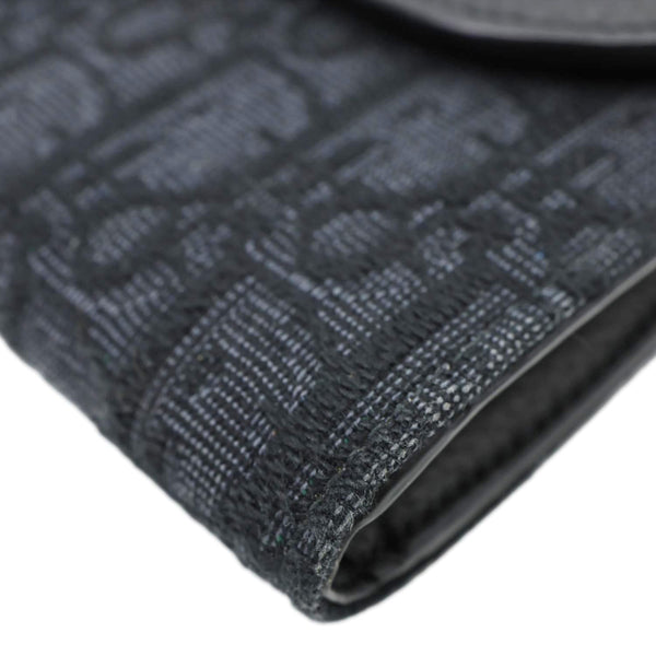 CHRISTIAN DIOR Saddle Oblique Jacquard Leather Wallet Black