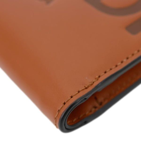 FENDI Roma Calfskin Embossed Leather Wallet Brown