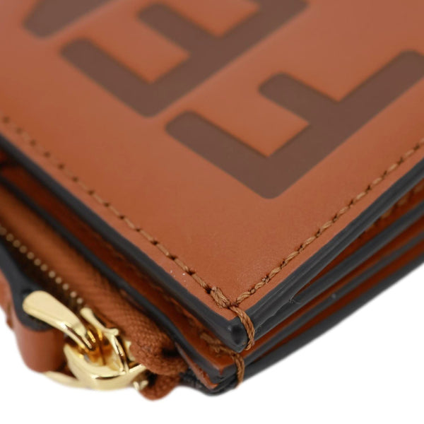 FENDI Roma Calfskin Embossed Leather Wallet Brown