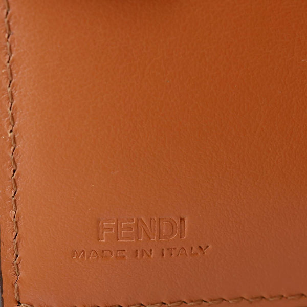 FENDI Roma Calfskin Embossed Leather Wallet Brown