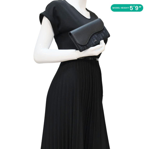 CHRISTIAN DIOR Saddle Oblique Jacquard Leather Wallet Black