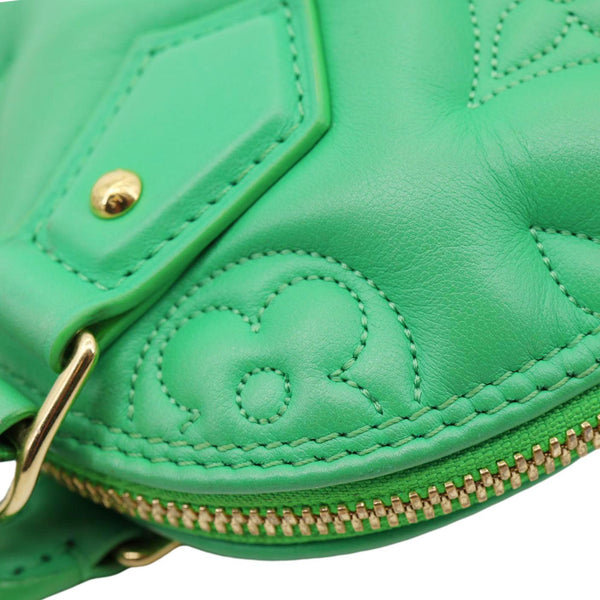 LOUIS VUITTON Alma Soft BB Bubblegram Quilted Leather Satchel Crossbody Bag Green