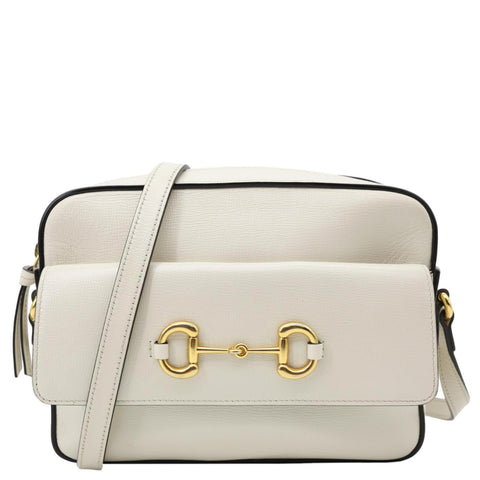 GUCCI Horsebit 1955 Small Leather Crossbody Bag Off White 645454