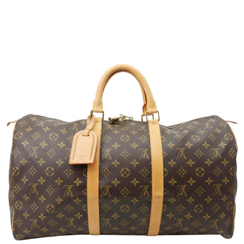 LOUIS VUITTON Keepall 50 Monogram Canvas Travel Bag Brown