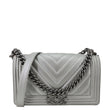 Chanel Metallic Caviar Chevron Quilted Medium Boy Flap