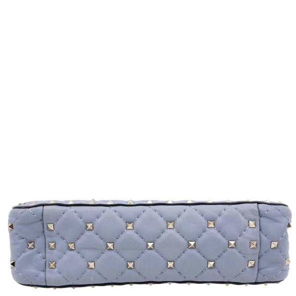 VALENTINO Rockstud Spike Medium Quilted Leather Shoulder Bag Light Blue