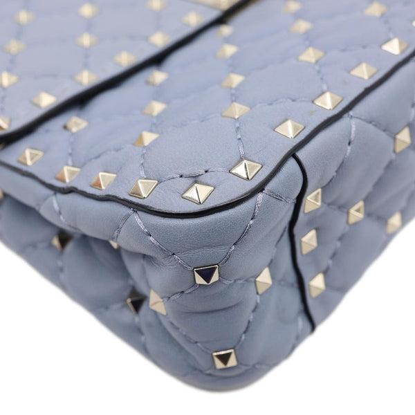 VALENTINO Rockstud Spike Medium Quilted Leather Shoulder Bag Light Blue