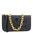 MCM Aren Embossed Maxi Monogram Leather Chain Crossbody Bag Black