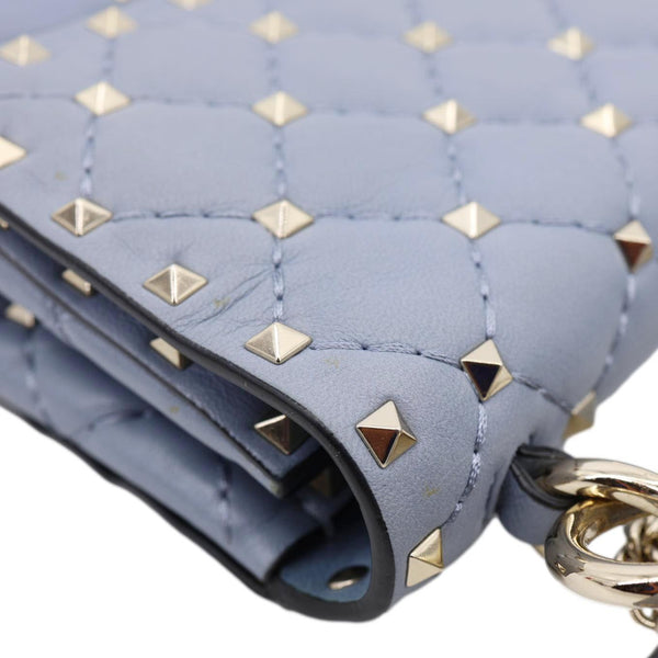 VALENTINO Rockstud Spike Medium Quilted Leather Shoulder Bag Light Blue