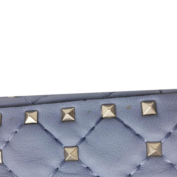 VALENTINO Rockstud Spike Medium Quilted Leather Shoulder Bag Light Blue