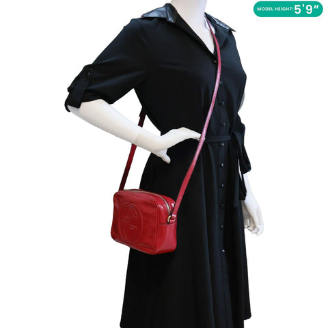 GUCCI Soho Disco Patent Leather Crossbody Bag Pink 308364