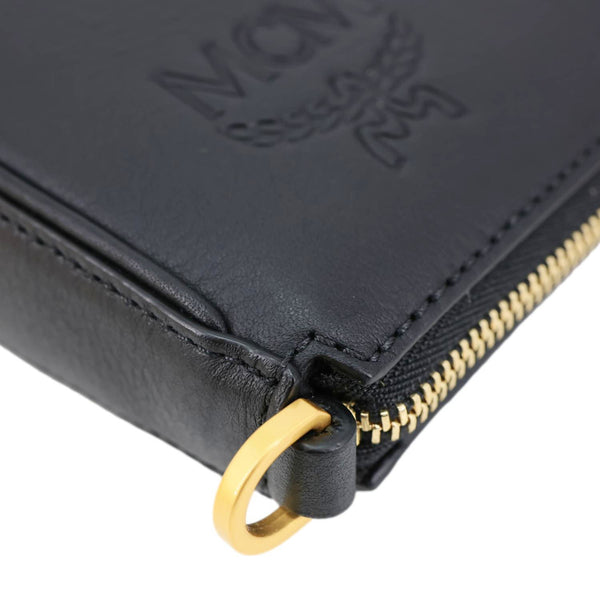 MCM Aren Embossed Maxi Monogram Leather Chain Crossbody Bag Black