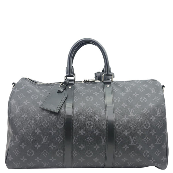 LOUIS VUITTON Keepall 45 Bandouliere Monogram Eclipse Travel Bag Black