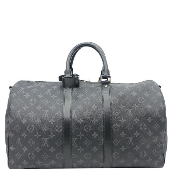 LOUIS VUITTON Keepall 45 Bandouliere Monogram Eclipse Travel Bag Black
