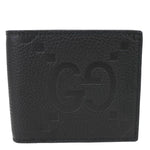GUCCI GG Calfskin Jumbo GG Embossed Leather Bifold Wallet Black 736475