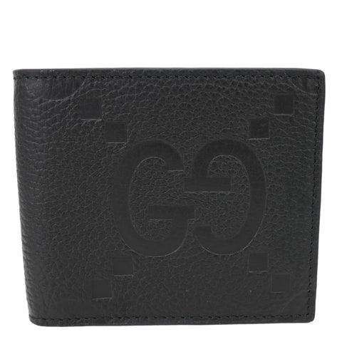 GUCCI GG Calfskin Jumbo GG Embossed Leather Bifold Wallet Black 736475