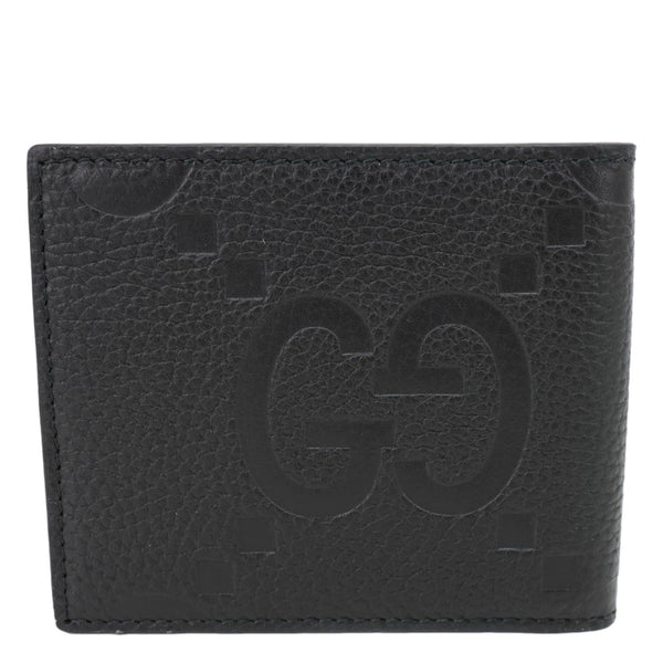 GUCCI GG Calfskin Jumbo GG Embossed Leather Bifold Wallet Black 736475