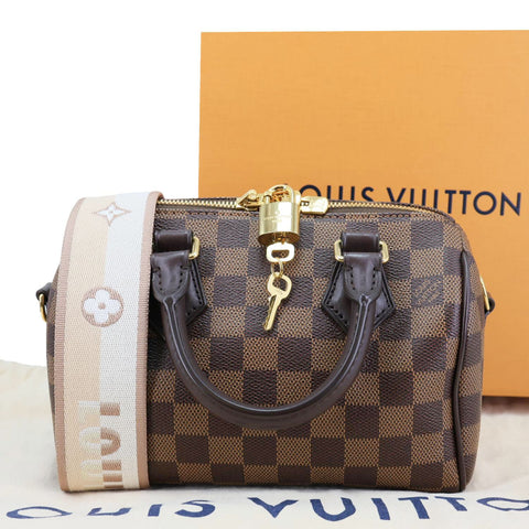 LOUIS VUITTON Speedy 20 Bandouliere Damier Ebene Shoulder Bag Brown