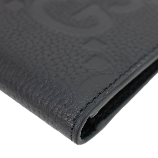 GUCCI GG Calfskin Jumbo GG Embossed Leather Bifold Wallet Black 736475