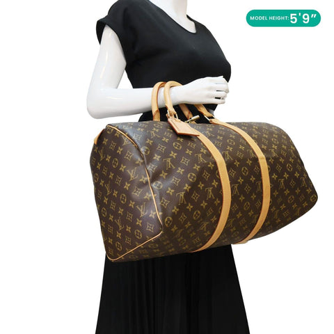 LOUIS VUITTON Keepall 50 Monogram Canvas Travel Bag Brown