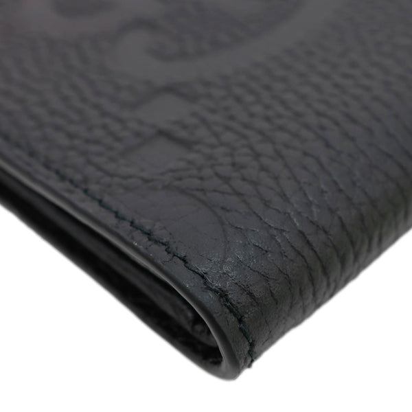 GUCCI GG Calfskin Jumbo GG Embossed Leather Bifold Wallet Black 736475