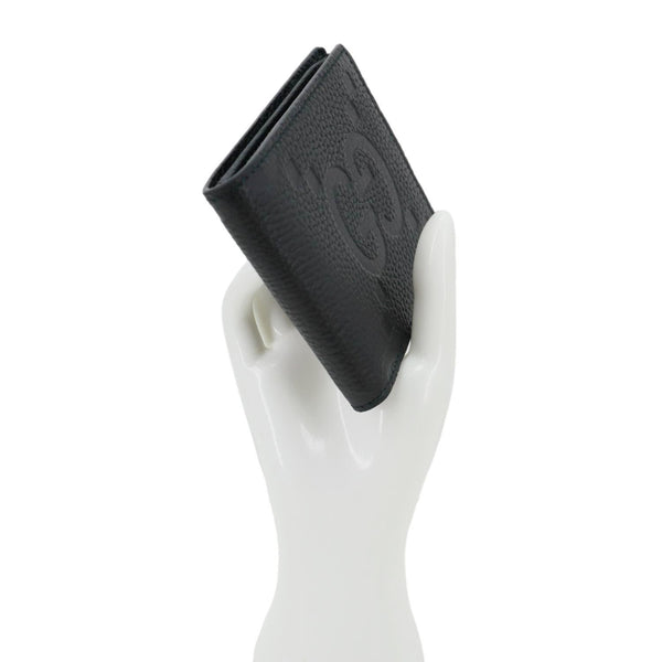 GUCCI GG Calfskin Jumbo GG Embossed Leather Bifold Wallet Black 736475