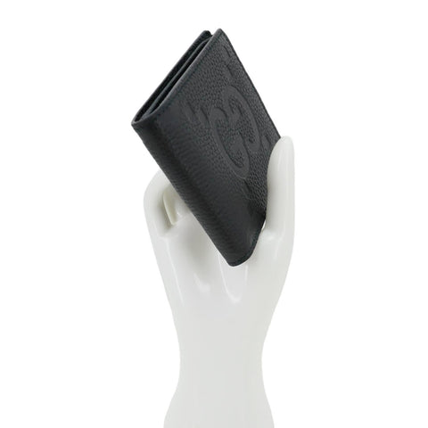 GUCCI GG Calfskin Jumbo GG Embossed Leather Bifold Wallet Black 736475