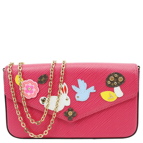 LOUIS VUITTON Felicie Pochette Easter Bunny Epi Leather Crossbody Bag Red