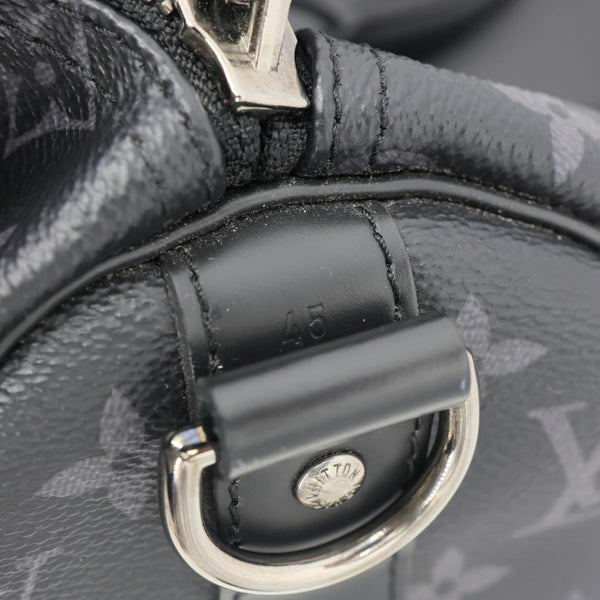 LOUIS VUITTON Keepall 45 Bandouliere Monogram Eclipse Travel Bag Black