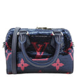 LOUIS VUITTON Speedy 18 Bandouliere Giant Monogram Sequins Shoulder Bag Navy Fuchsia