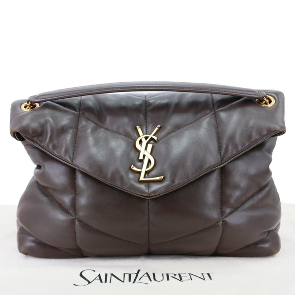 YVES SAINT LAURENT Loulou Puffer Large Quilted Lambskin Leather Crossbody Bag Brown