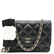 Chanel Camellia Bow Mini Black Quilted Leather WOC Crossbody Bag