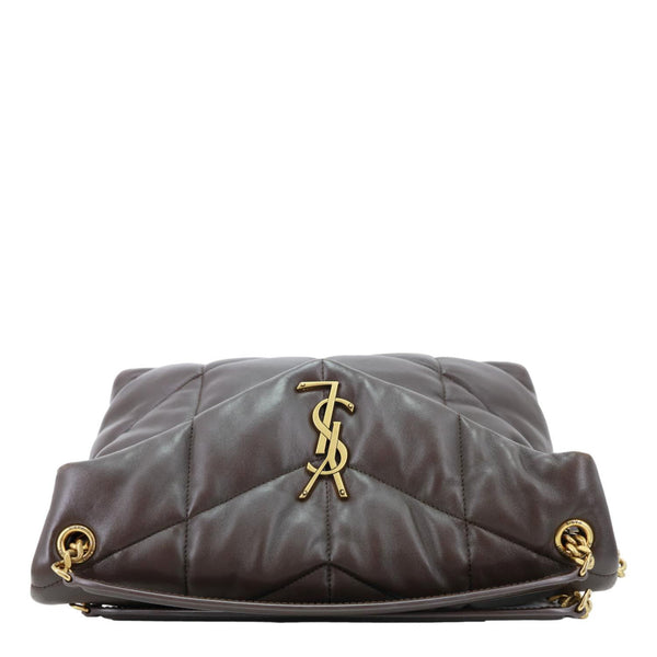 YVES SAINT LAURENT Loulou Puffer Large Quilted Lambskin Leather Crossbody Bag Brown