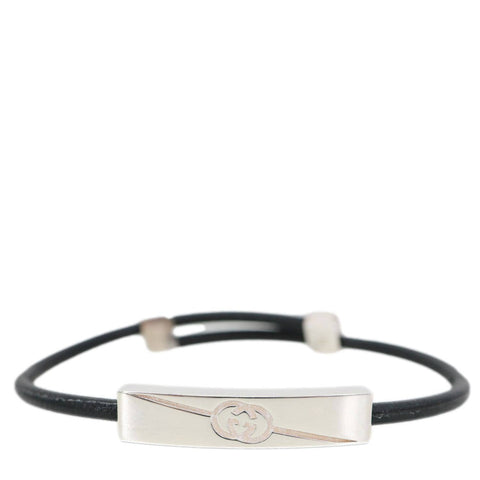GUCCI Tag Pelle Nera Bracelet Black 774464