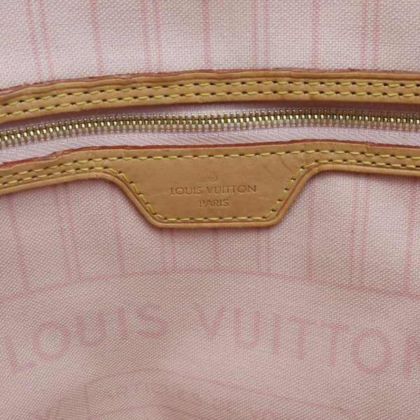 LOUIS VUITTON Neverfull MM Damier Azur Tote Shoulder Bag Rose Ballerine