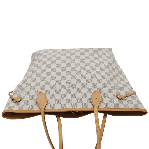LOUIS VUITTON Neverfull MM Damier Azur Tote Shoulder Bag Rose Ballerine