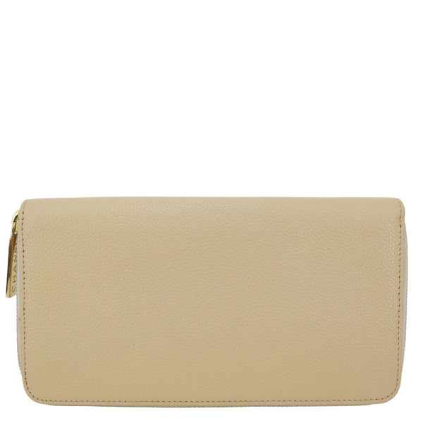 CHANEL CC Zip Around Caviar Leather Wallet Beige