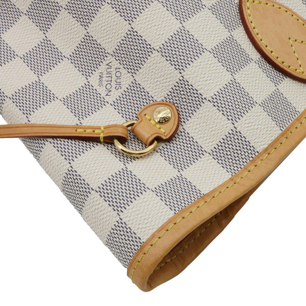 LOUIS VUITTON Neverfull MM Damier Azur Tote Shoulder Bag Rose Ballerine