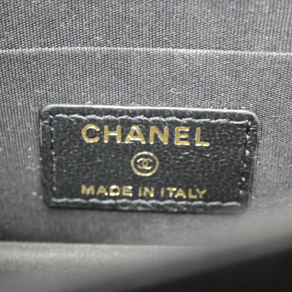 CHANEL Camellia Bow Mini Quilted Leather WOC Crossbody Bag Black